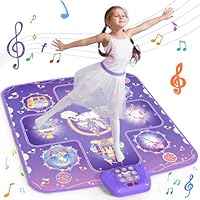 GirlsHome Dance Mat - Unicorn Toys for Girls Electronic Dance Pad with 5 Game Modes, Built-In Music, Touch Sensitive Light Up LED Kids Musical Mat, Christmas & Birthday Gift for Toddler Girls 3-12