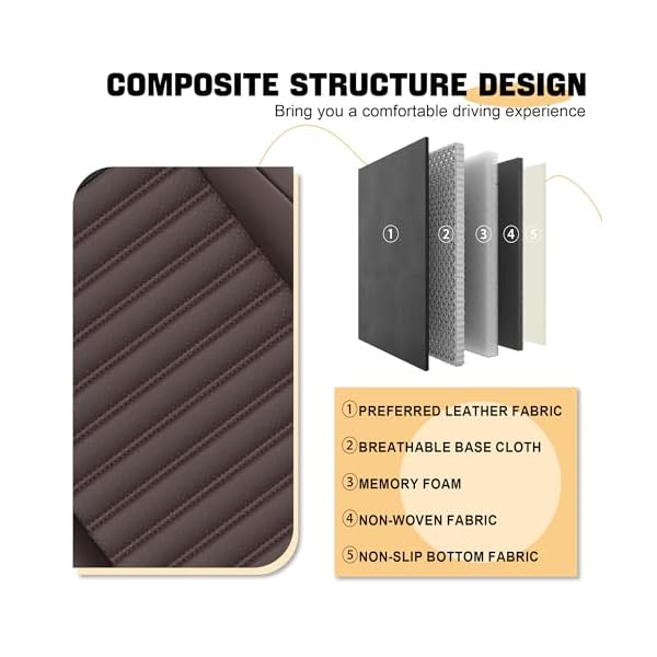 Car Seat Cover for Jeep Cherokee 2014-2024 Full Coverage Nappa Leather Car Seat Protector, Fashion Anti-Slip Waterproof Breathable Easy to Install, Auto Interior Accessories(Full Set,Black&Coffee) - Image 6