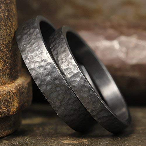silver hammered wedding band