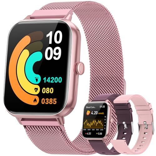 BANLVS Reloj Inteligente Mujer, 1,83” HD Smartwatch con Llamadas Bluetooth y Whatsapp Mensajes, Pulsómetro/Monitor de Sueño/Podómetro, 110+ Esferas, 300mAh IP68 Pulsera Actividad Android iOS