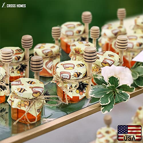 Honey Pot Hexagon Glass Honey Jar 1.5Oz 21Sets Honey Jars With Wood Dipper Gold Lid Bronze Bee Charm Pendant Decorative Bee Wrapping Paper Jute Hanging Rope - Wedding Favors Baby Shower Party Favors #TOP4