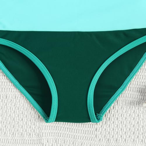 Image of Little Girl Swimsuit Casual Swimwear Kids Two Piece Color Block Bathing Suits Beach Bikini Set 3-12Years