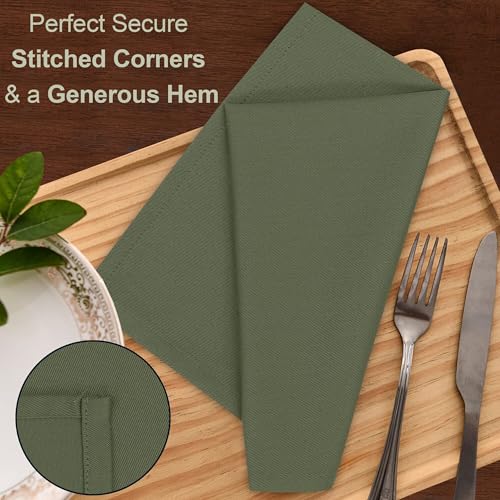 Image of Ruvanti Cloth Napkins Set of 4, 18x18 Inches Napkins Cloth Washable, Soft, Durable, Absorbent, Cotton Blend. Table Dinner Napkins Cloth for Hotel, Lunch, Restaurant, Wedding Parties - Martini Olive