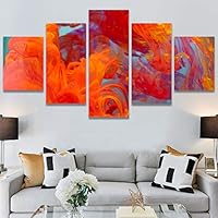 SIGNWIN 5 Panel Canvas Wall Art Modern Art Abstract Closeup Cool Line Minimalism Minimalist Multicolor for Home Decorations Ready to Hang - 60