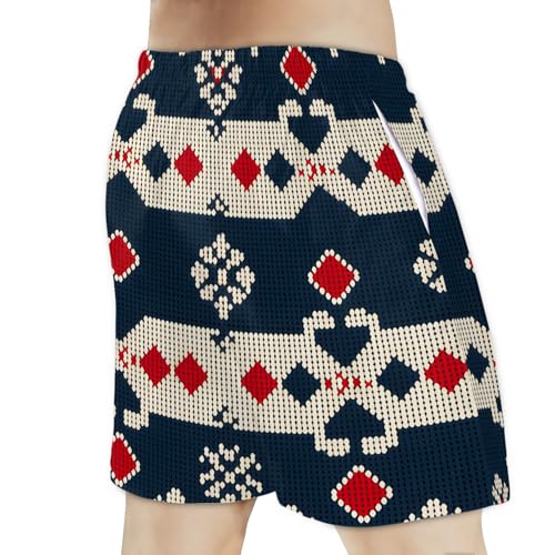 Men's Swim Trunks Size S Ethnic Embroidery with Mesh Lining Soft Breathable Quick Dry Beach Shorts Midnight Blue3