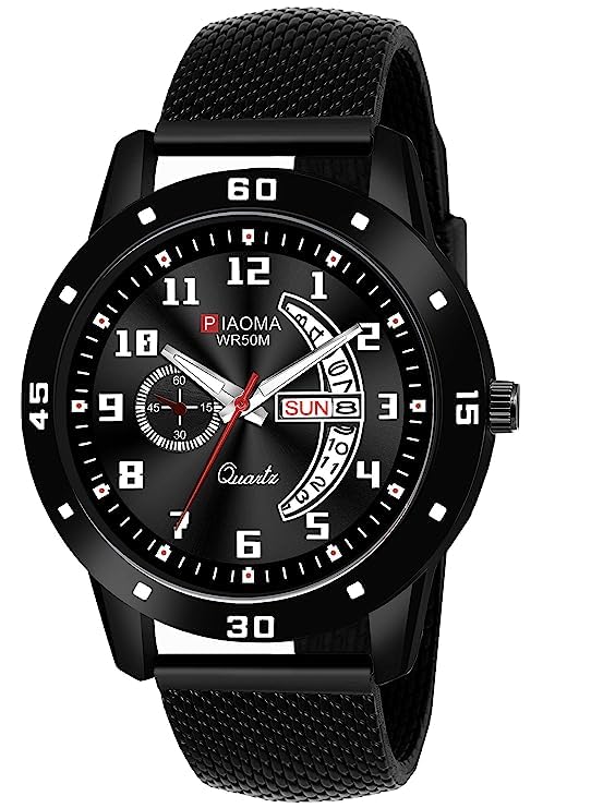 Emmanuel All Black Mesh Black Strap Day & Date Functioning Watch for Boys Analog Watch Analog-Digital Watch - for Men (B0C7W86CMS) Amazon Price History, Amazon Price Tracker