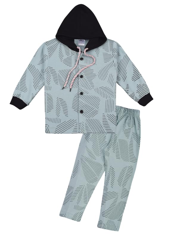 3BROS Cotton Bodysuit/Dress/Baba Suit for Boys/Girls Full Pajama Set & Casual Full Sleeves Shirt with Cap Attached Combo Kid’s Set, Winter Collection for Kids, WinterWear for Kids
