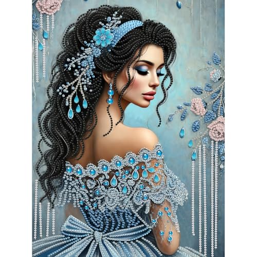 KOBONA 5D DIY Kit de pintura de diamantes de perforación de forma especial parcial, kits de arte de diamantes de diy para principiantes para principiantes, diamantes de decoración de la pare