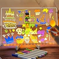 LED Notiztafel mit Farben, Acryl Notiztafel mit 7 Farben Stift - Mit Verstellbarem Ständer, Transparente Leuchtende LED Schreibtafel, Abwischbar, Notizblock, Schreibtafel, Memo (30 * 20CM)