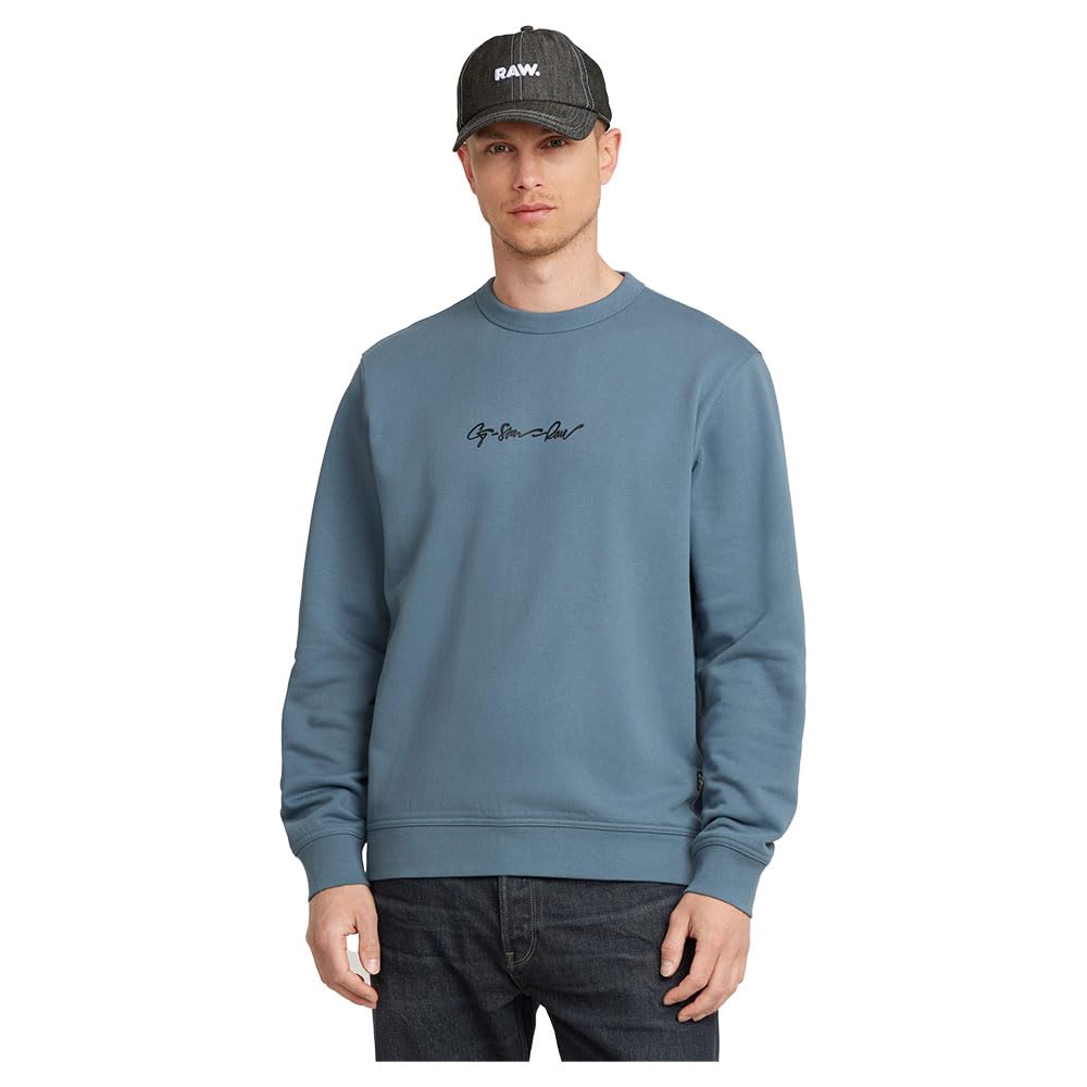 G-Star Herren G-Script Logo Sweatshirt, Blau (avio D26407-D257-1820), XS