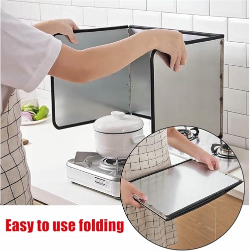 Protector de salpicaduras de acero inoxidable, diseño antiadherente de 3 lados para una protección eficaz de la grasa durante la cocción