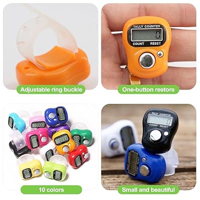 10-Pack Mini LCD Digital Finger Clicker Counter, 5-Digit Handheld Tally Counter for Knitting, Crochet, Lap Counting, Golf, Coaching, and Classroom Use