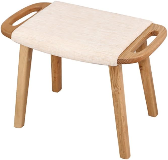 WENJUN The original element of all solid wood dressing stool white oak furniture small size Nordic modern minimalist soft bag makeup stool (Color : Wood color)