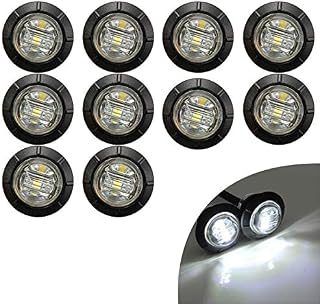 KYYET 10 Pcs 3/4 Inch Mount LED Rear Side Marker Indicator Lights for Trucks, Traile ,Cab Marker, RV Marker,Marine Led Utility Strip Light for Boats ,Taillight Brake Stop Lamp12V (White)