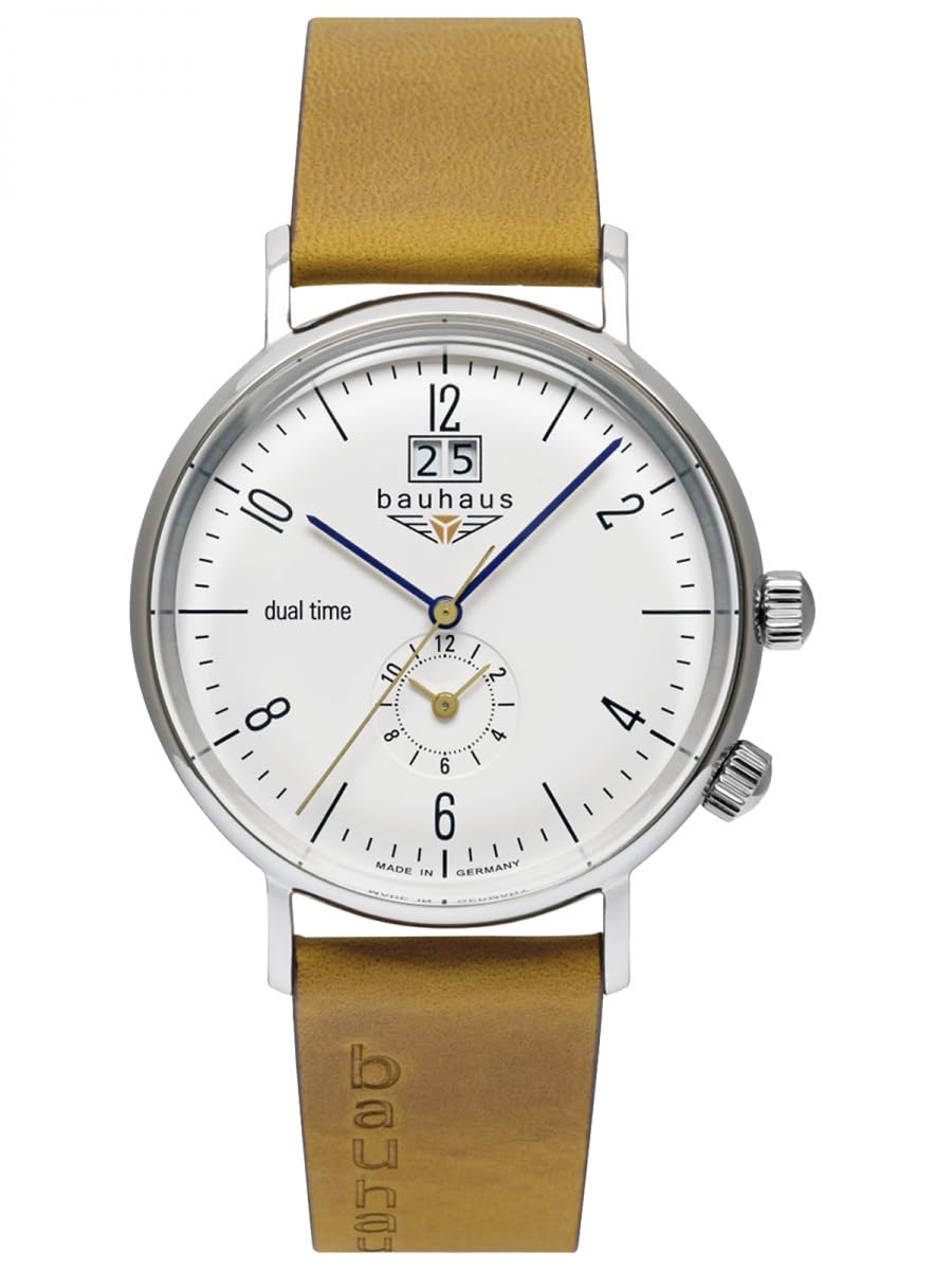 Bauhaus 2144-1 Herrenuhr Quarz Leder Braun Made in Germany 44 mm