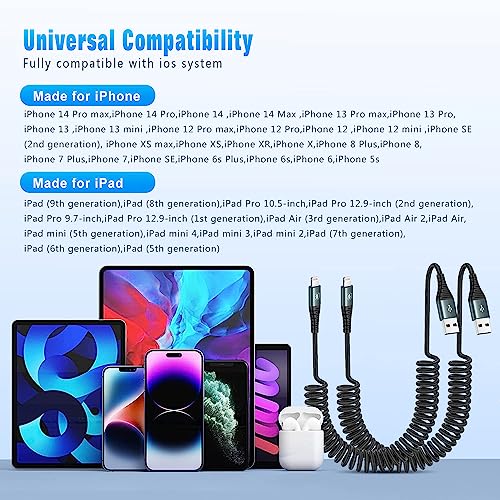 Jukekul JKK-USB01 Coiled Lightning Cable 3Ft Nylon Braided, Iphone Charger Fast Charging For Car [Apple Mfi Certified] thumb #6