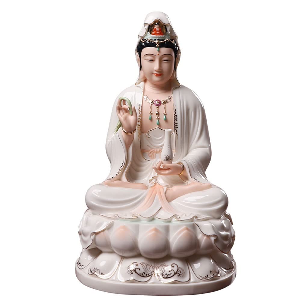 Estatua de Buda Interior Zen Ceramic South China Sea Guanyin Bodhisattva Estatua de Buda Home Worship Guanyin Buddha Estatua Decoración Decoración de meditación(M)