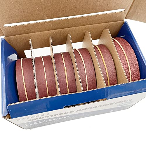 Boxed Assorted Sandpaper Rolls, 1 Inch X 19.7 Feet Emery Cloth Roll 6 Grits Abrasive Paper With Dispenser For Woodworking, Furniture Repair, Metal Polishing, 80/150/240/320/400/600 #TOP5