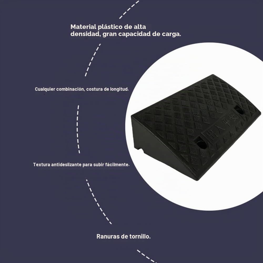 ZJIEX Rampa De Umbral De Goma, Rampa De Bordillo Antideslizante, Rampa Para Silla De Ruedas De 13-19cm Alto, Rampa De Robot De Barrido (Color : Negro, Tamaño : 50x40x17cm)
