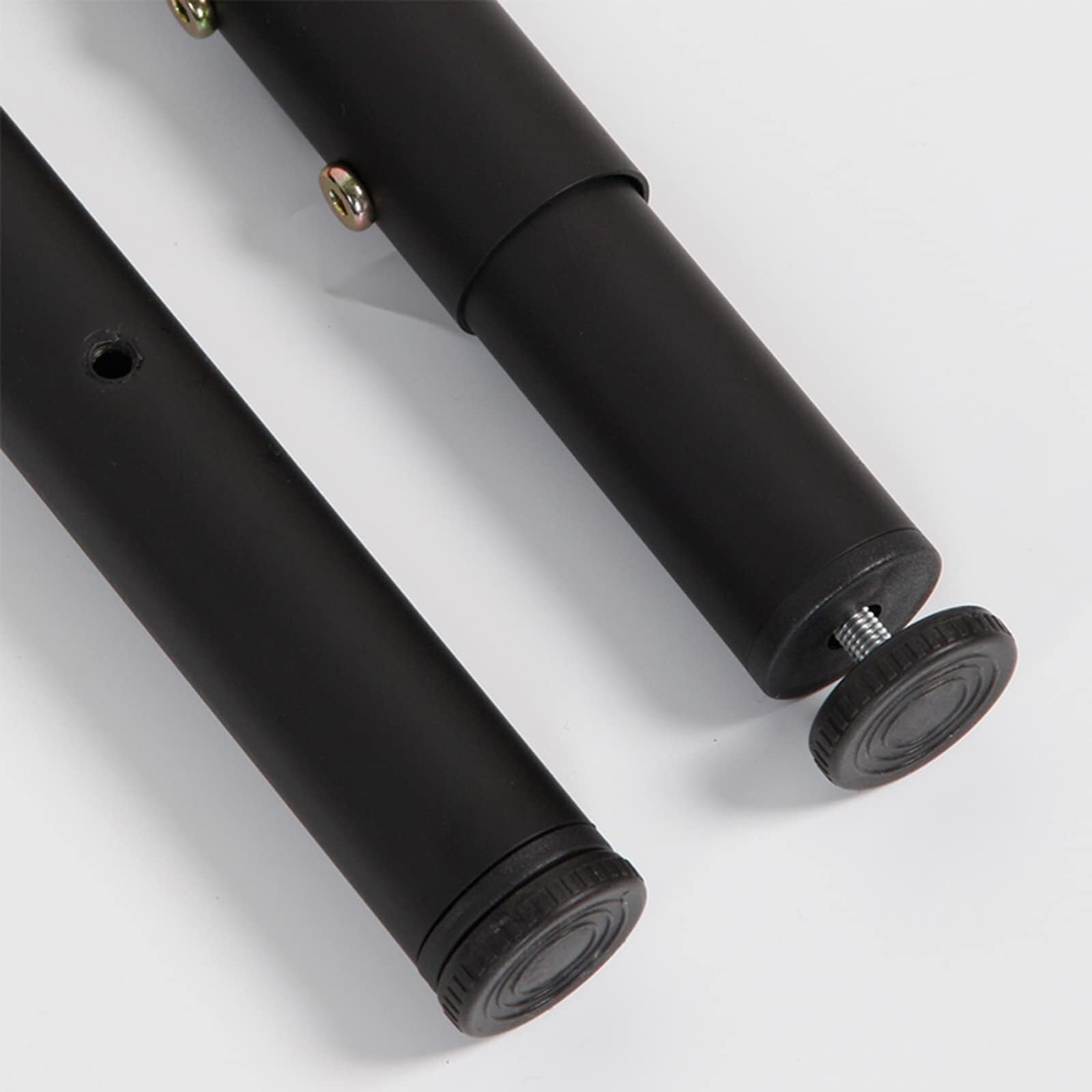 JingNian Regulowane nogi zacisków stołowych, nogi stołu w kształcie litery F z metalu, teleskopowe nogi meblowe bez wiercenia, regulacja wysokości 65-95 cm, czarne z ochraniaczami podłogi (czarne, 2