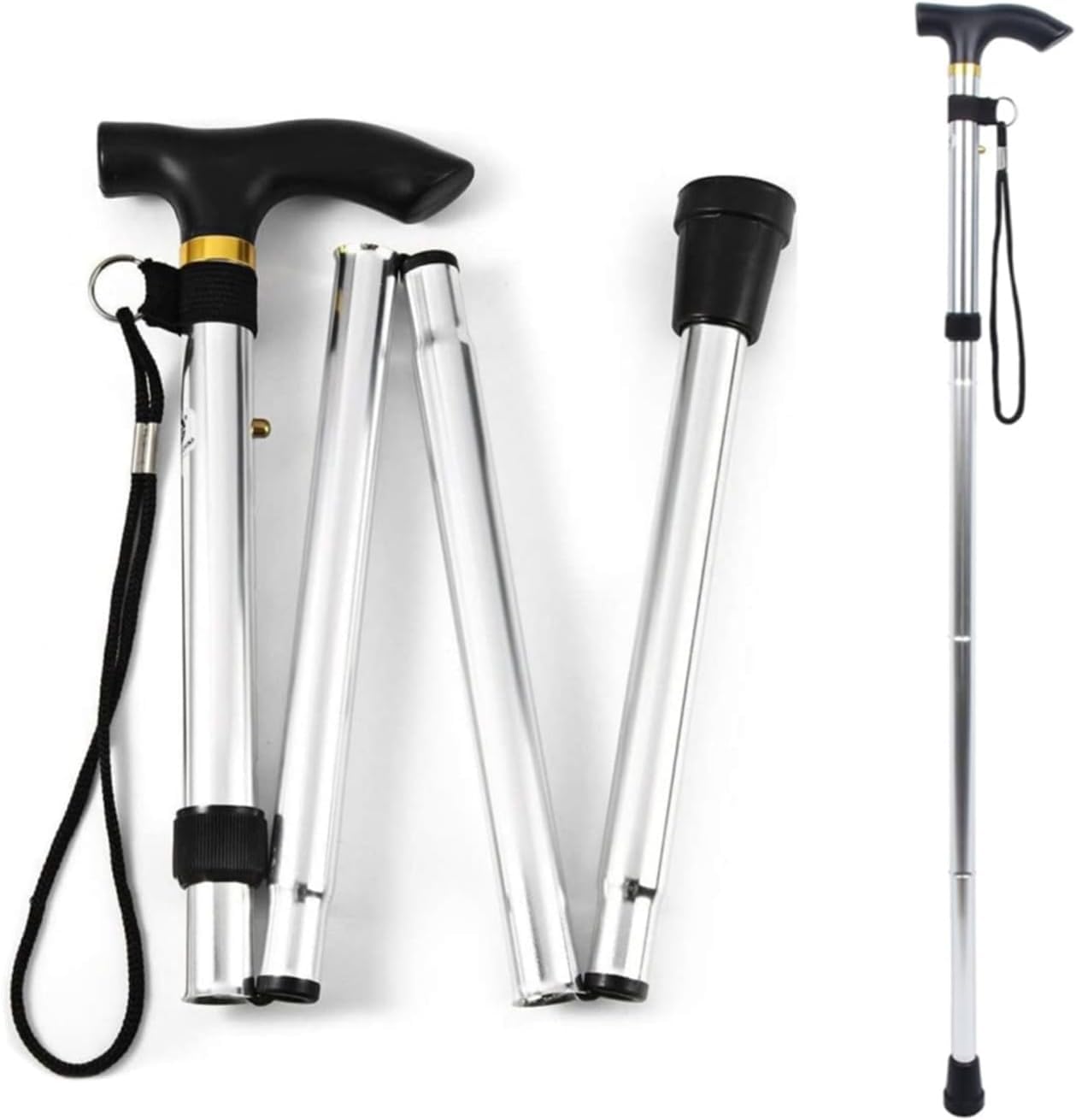 Dr Care 4 Folding Walking Stick for Women Old Age | Walking Stick for Old People | Walk Stick for Old Man with Adjustable Height | Support Stick