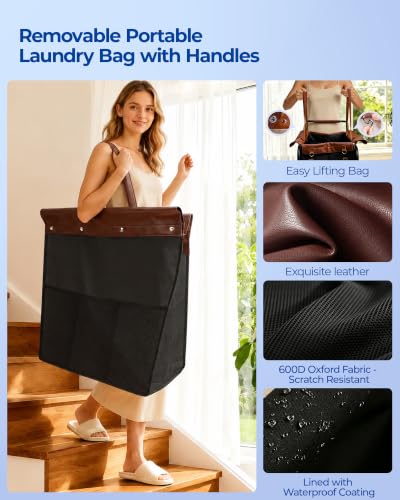 Image of Kayfia 180L Rolling Laundry Hamper, Laundry Basket with Wheels, Black