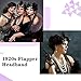 Ceenna 24 Pieces 1920s Flapper Headband Black Feather Headband Costume Flapper Headpiece 20s Rhinestone Hair Accessory for Women