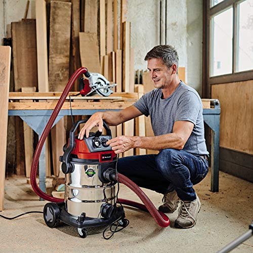 Einhell Aspirateur eaux et poussières TE-VC 2025 SACL (classe de poussières L, pour des poussières de valeurs MAK>1 mg/m³, 25 L, système de nettoyage du filtre, vendu avec plusieurs buses et filtres) - Image 4