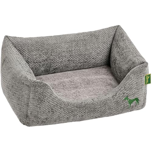 HUNTER Orthopädisches/Ergonomisches Hundesofa Bielefeld, Hundebett mit Memoryschaum, entlastet Gelenke & Rücken, waschbarer Bezug, rutschhemmend, kuscheliges Innenkissen, Farbe: grau, Größe: L