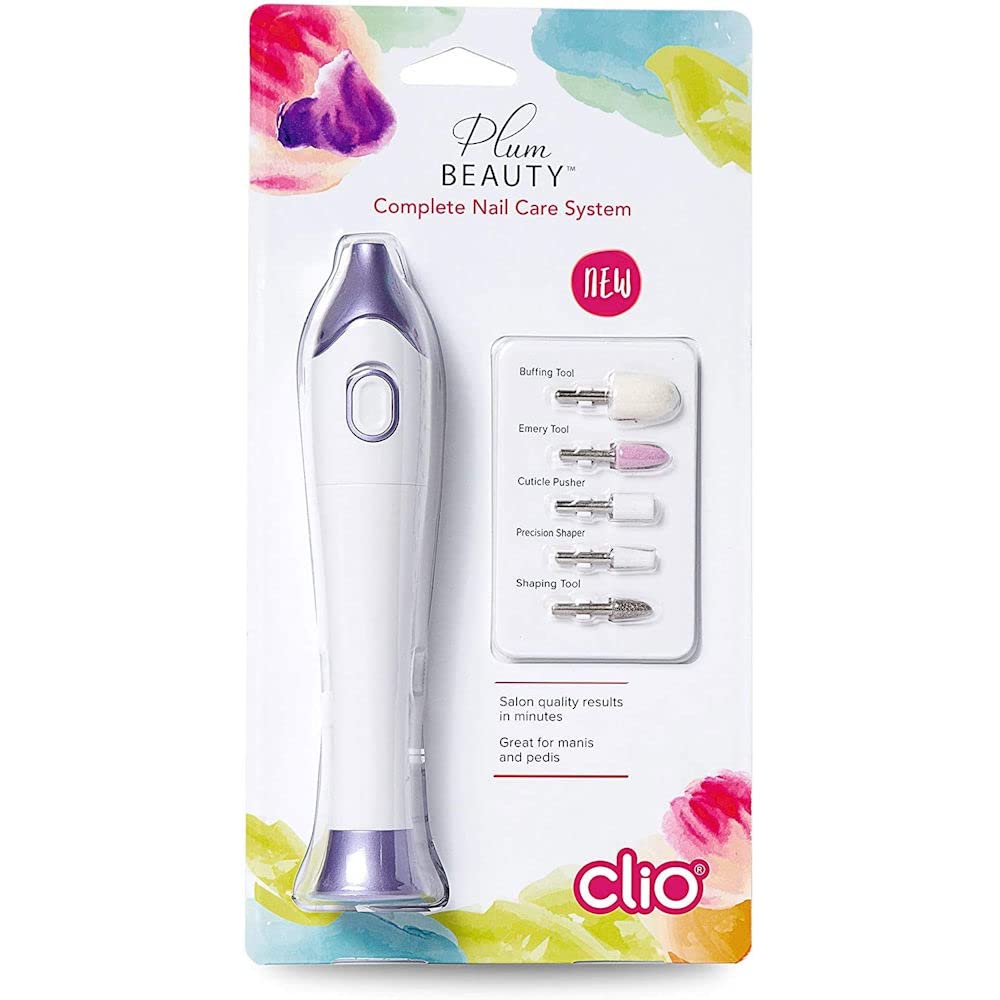 Plum Beauty Całkowity system pielęgnacji paznokci, kompletna pielęgnacja paznokci, kształtowanie, pecyzja, popychacz skórek, narzędzia polerskie i szmergielne, zestaw do manicure i pedicure