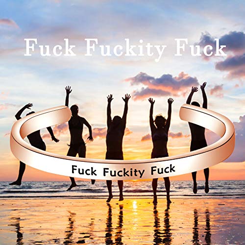 Image of bobauna Fuck Fuckity Fuck Mantra Cuff Bangle Bracelet Funny Jewelry Gift For Best Friends