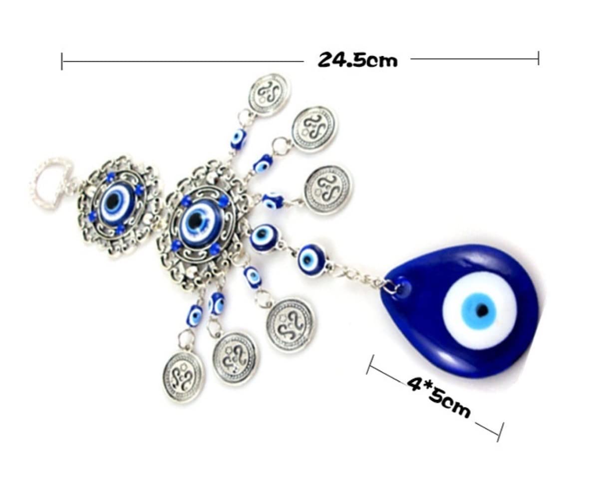 Dzwonek Wietrzny, Turcja Evil Eye Wisiorek Łapacz Snów Niebieski Rhinestone Windchimes Dekoracja Do Powieszenia Na Ścianie Błogosławieństwo Ochrona Prezent Muzyczne Dzwonki Rzemiosło