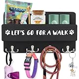 Wood Dog Leash Holder for Wall, Wall Mount Key Holder with 4 Double Key Hooks for Decorative, Key Racks Leash Holder Wall Mounted, Gift for Dog Lovers, Dog Leash Holder for Dog Collar, Treats, Toys