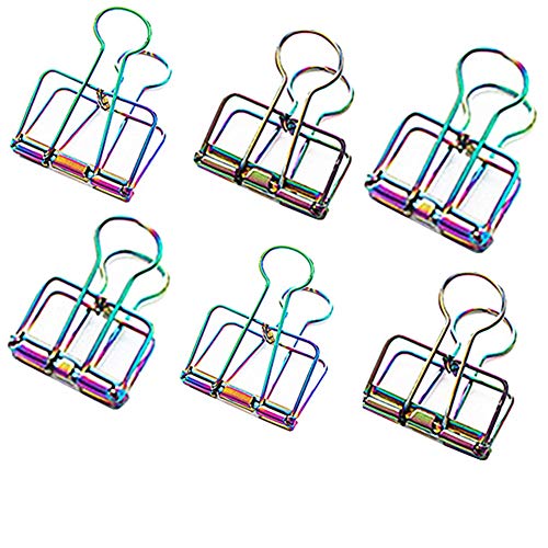 Creative Rainbow Paper Clips, Office Supplier Metal Wire Binder Clips, Colorful Hollow Out Paper Organizer, for Chip & Bag and Food Heavy Duty Clips Home Accessories 6 Pcs