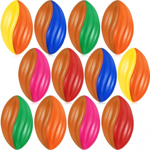 Image of Jerify 12 Pcs Mini Footballs for Kids Spiral Foam Football Bulk 5 Inch Soft Small Waterproof Foam Ball Sports Birthday Toddler Football for Indoor and Outdoor Game(Festive Color)