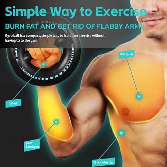 2024 Upgraded Gyro Ball Wrist Exerciser, Smart Display Wrist Trainer Ball, Curved Handle Wrist Strengthener Gyro Ball for Strengthen Arms, Fingers, Wrist Bones and Muscles