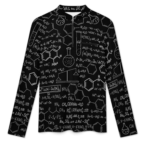 Beautiful Chemical Formula Men's Rash Guard Long Sleeves Quick Dry Fishing Workout Shirts with Zipper White3