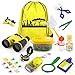 KAQINU Kids Explorer Kit, 24 PCS Outdoor Adventure Camping Kit & Bug Catcher Kit with Drawstring Bag, Binoculars, Compass, Butterfly Net, Educational Nature Exploration Toys Gift for Boys & Girls