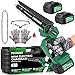 PECHAM 8 Inch Mini Chainsaw Cordless, 800W Brushless Motor Electric Saw with 2×3.0Ah Batteries & 2 Chains, Lightweight Handheld Chainsaw with Safety Lock for Tree Pruning, Wood Cutting