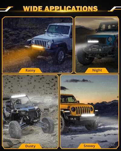 Image of Auxbeam 22 Inch LED Light Bar, 120W 6 Modes Amber White Strobe Fog Lights, Yellow Spot Flood Memory Reset Function Offroad Driving Work Ditch Light for Truck Car ATV