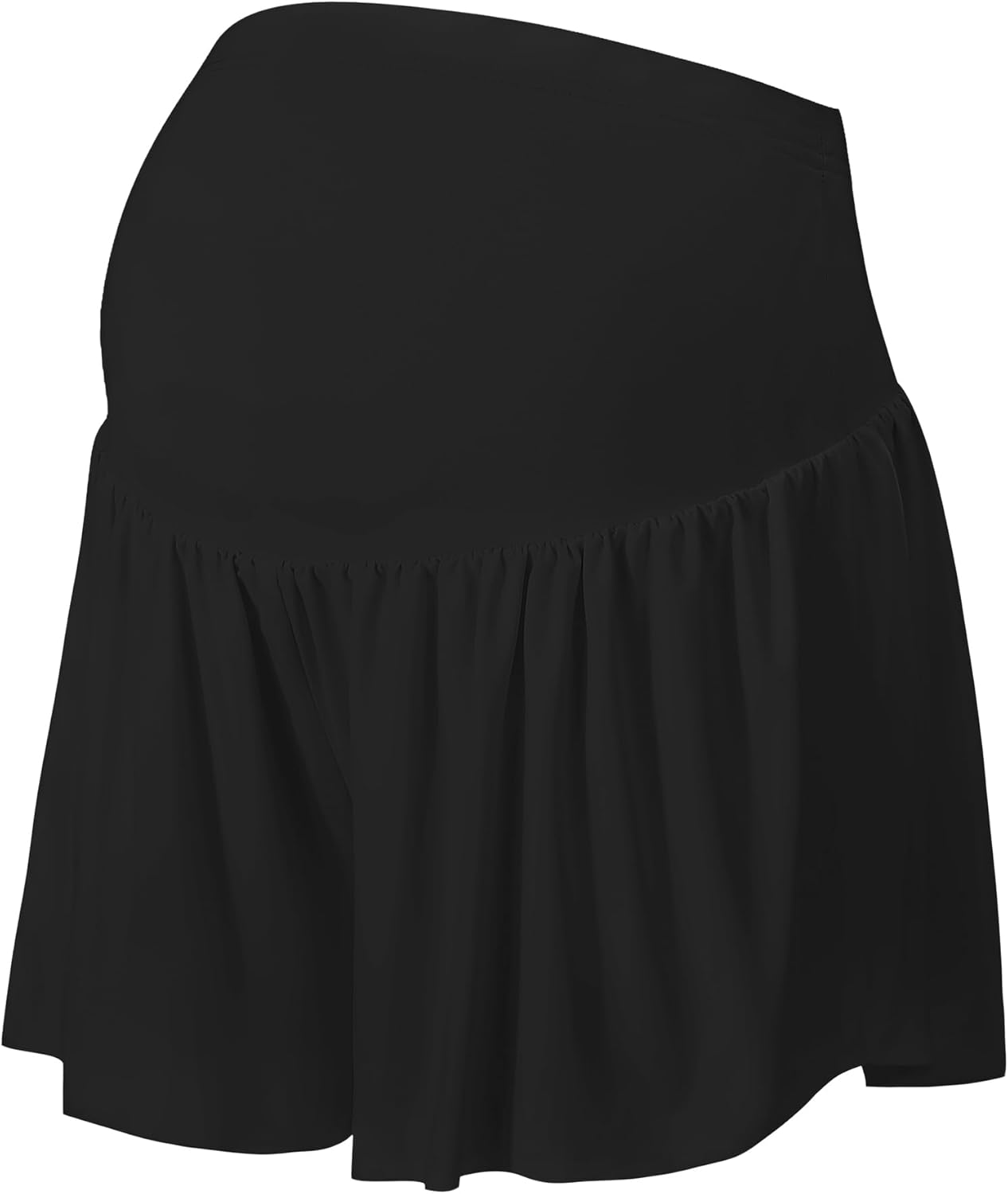 EXARUS Maternity Shorts Butterfly Pregnancy Flowy Skirt Skorts Athletic Workout 2 in 1 Gym Active Over The Belly Medium Black