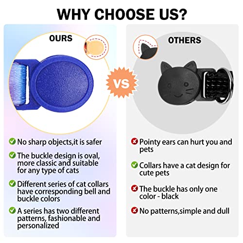 Dillybud Breakaway Cat Collars For Girl Boy Cats,Spring Summer All Weather Cat Collar Personalized Pattern 2 Pack,Cute Classic Safety Buckles And Bells,Adjustable Printed Nylon Colorful Pink #TOP4