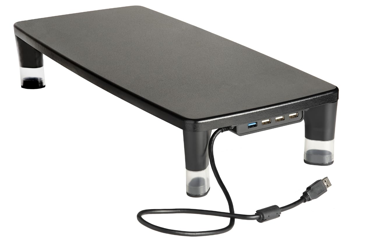 3M Monitor Stand Ms100b, 21.6 X 9.4 X 2.7 To 3.9, Black/clear, Supports 33 Lb