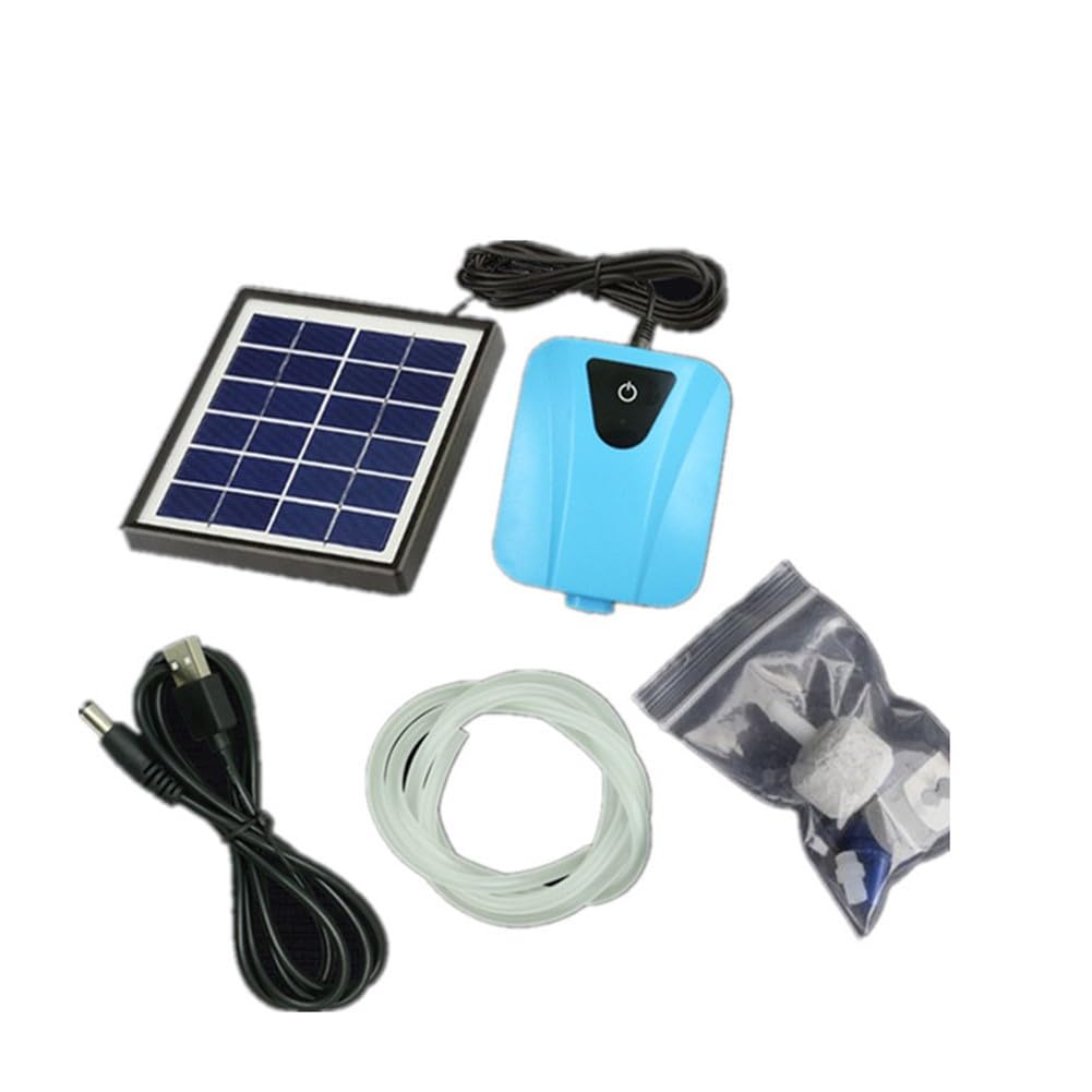 Aeratore per laghetto a energia solare con flusso d'aria da 2 l/min, ossigenazione ABS per laghetti e acquari esterni, include pannello solare, pietra porosa e caricatore CC