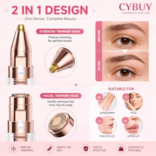 Image of Facial Hair Removal Machine | Trimmer For Women | Eyebrow Trimmer & Epilator | 2 In 1 Trimmer | 1-Year Warranty | Nose Hair Removal Machine - White (1, POCKET)