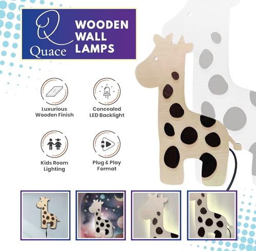 Image of Quace Wooden Giraffe Wall Lamp for Gifts,Baby Adults Bedroom, Gaming Room, Home and Party