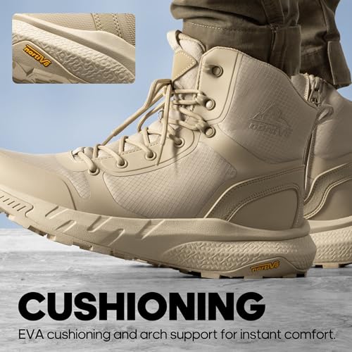 Image of NORTIV 8 Men's Military Tactical Boot Lightweight Comfortable Boots for Work All Day Side Zipper Motorcycle Combat Hiking Boots Metrostrike(8-9 Inches)
