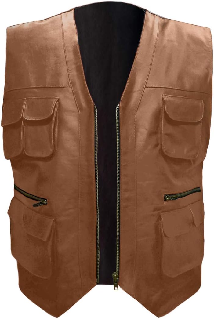 Men's Stylish Superb Real Genuine Leather Bomber Biker Jacket Vest