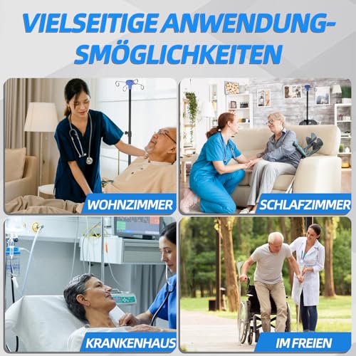 CeyKvo Infusionsständer mit Rädern, Höhenverstellbarer Tropfständer aus Edelstahl,Mit 4 Haken & Transportbremsen,Für Krankenhaus, Heimbeatmung & Pflege