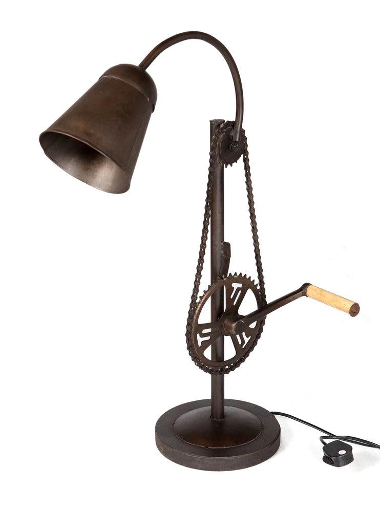 IH DESIGN Handcrafted Cycle Table Lamp - Vintage Style Desk Light for Bedroom/Living Room